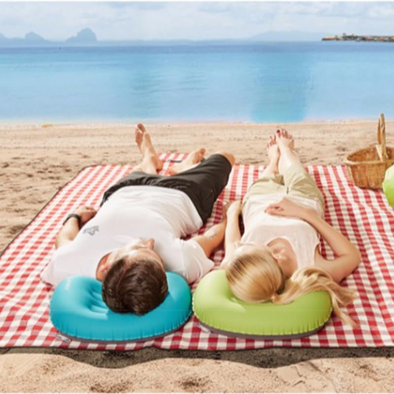 Portable Inflatable Pillow Ultralight Camping Travel Outdoor Protective Sleeping Gear(Black)