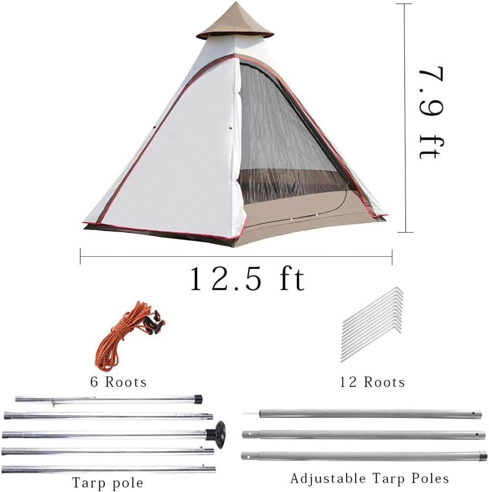 12'X10'X8'Dome Camping Tent 5-6 Person 4 Season Double Layers Waterproof Anti-Uv Windproof Tents Family Outdoor Camping Tent