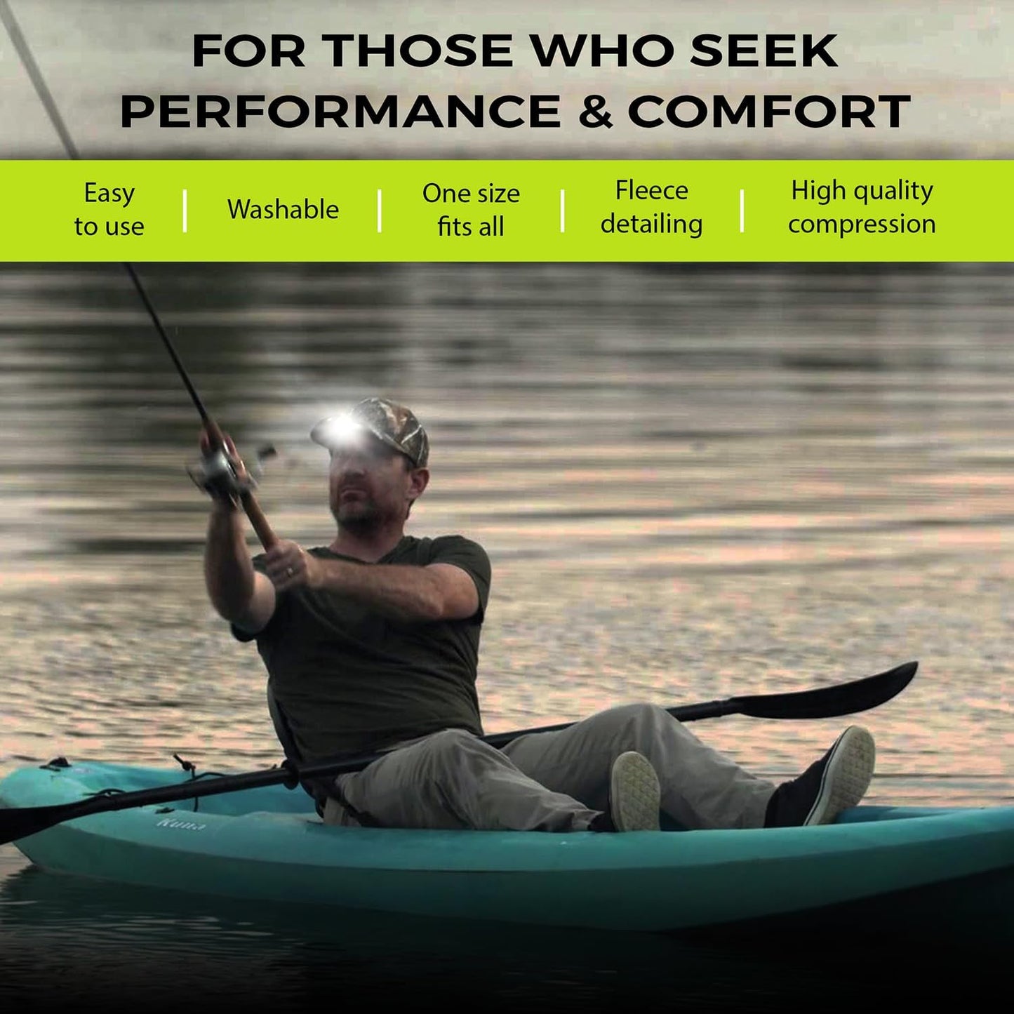 LED Hat Light - POWERCAP Baseball Cap with Light Built in - LED Cap Visor Light with Bright Headlight and IPX4 Rating