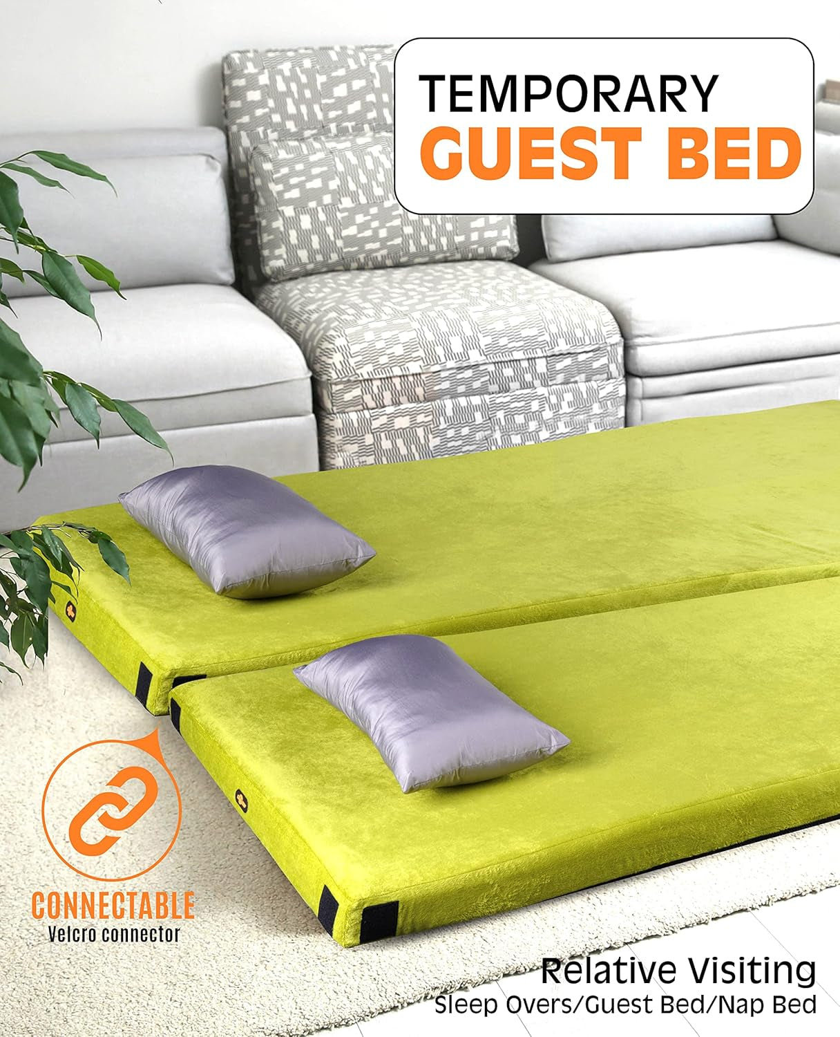 3 Inch Memory Foam Camping Mattress, Dual Layer Thick Sleeping Camp Pad for Car Tent Cot, Roll-Up Portable Glamping Floor Bed for Guests Sleepover