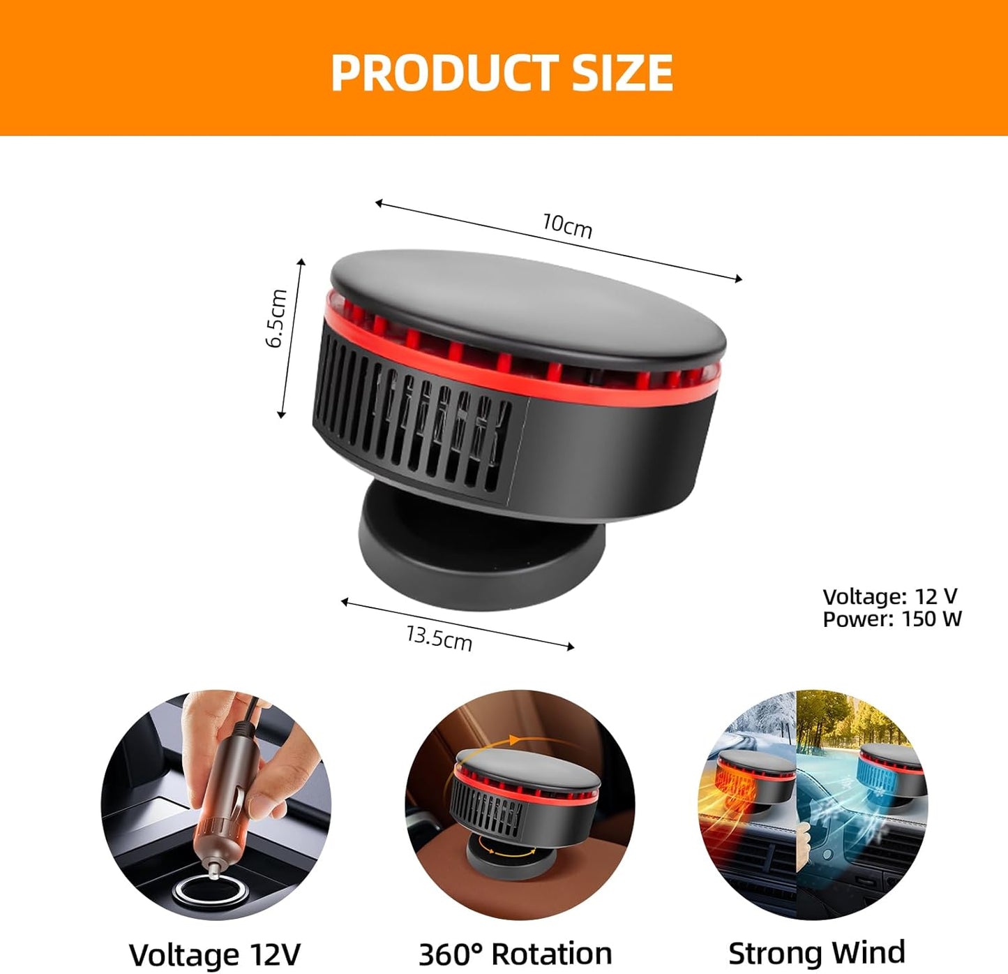 Car Heater Windshield Defroster and Defogger,12V Car Heaters for Vehicle,Portable Defrost Device Car Demister That Plugs into Cigarette Lighter for Car (N216)