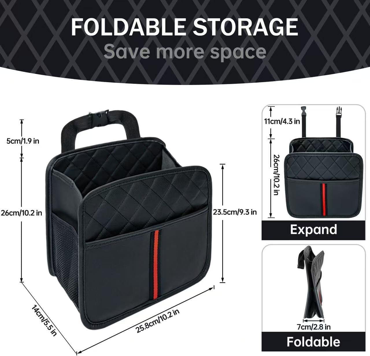 Car Seat Back Organizer with Storage Pockets, 2 Pack Multi Hanging Car Seat Organizer Backseat Car Organizer, Leather Backseat Car Organizer for Kids & Adults with Cup Holders Car Travel Accessories