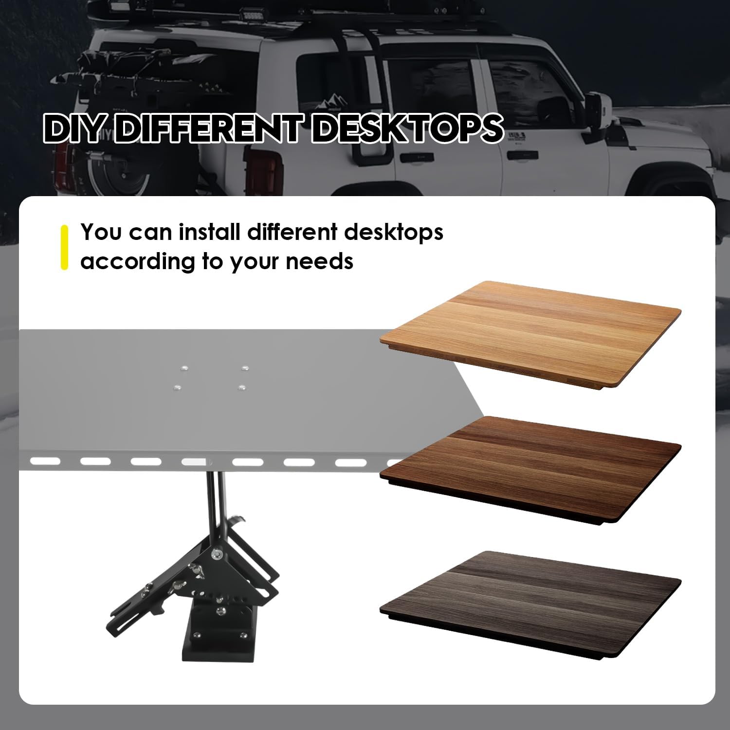 Adjustable Car Camping Table Base, Suitable for SUV & Camping Car Tailgate, Car Camping Essentials, Portable,Can Be Installed with Iron Table, Wooden Table, Easy and Quick Installation (No Tabletop)
