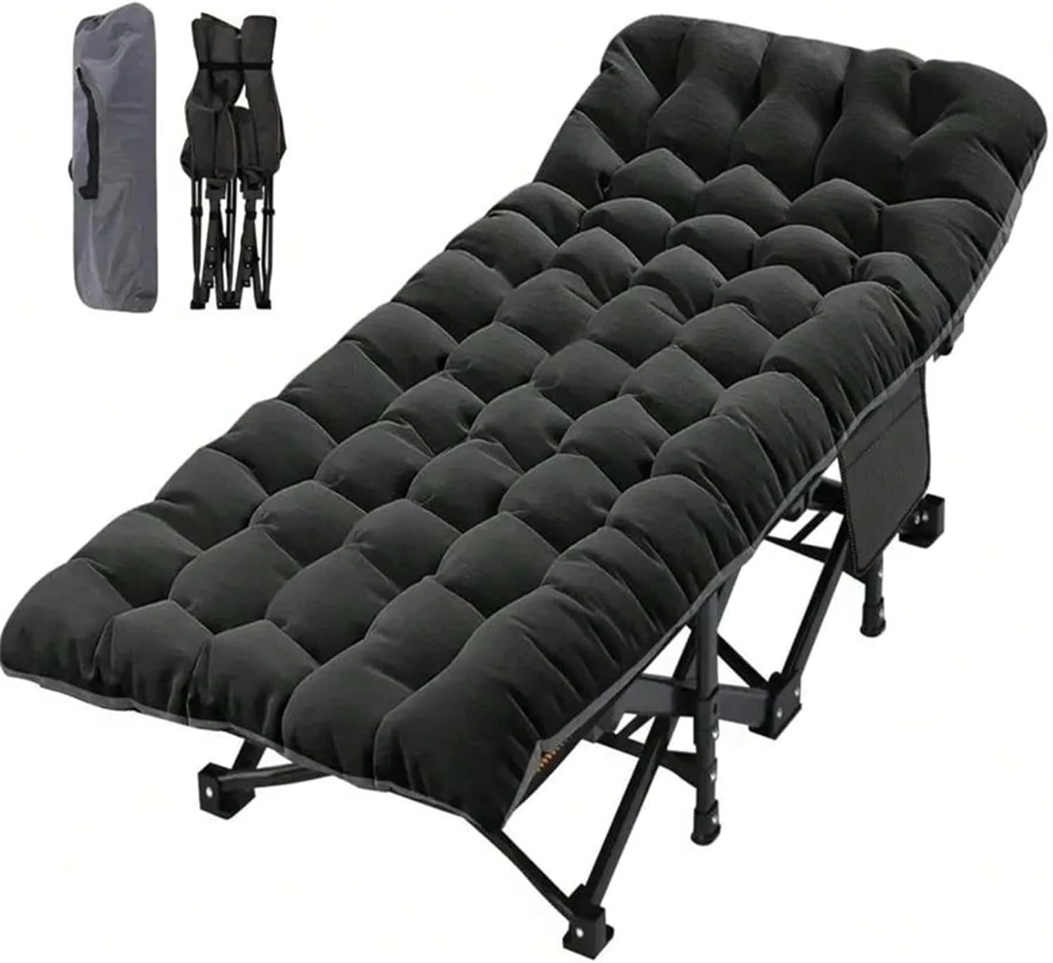 Heavy-Duty Camping Cot for Adults with Detachable Mat and Carry Bag, Foldable Portable Steel Frame, 900 Lbs Capacity, for Outdoor Camping Hiking Travel Home Use