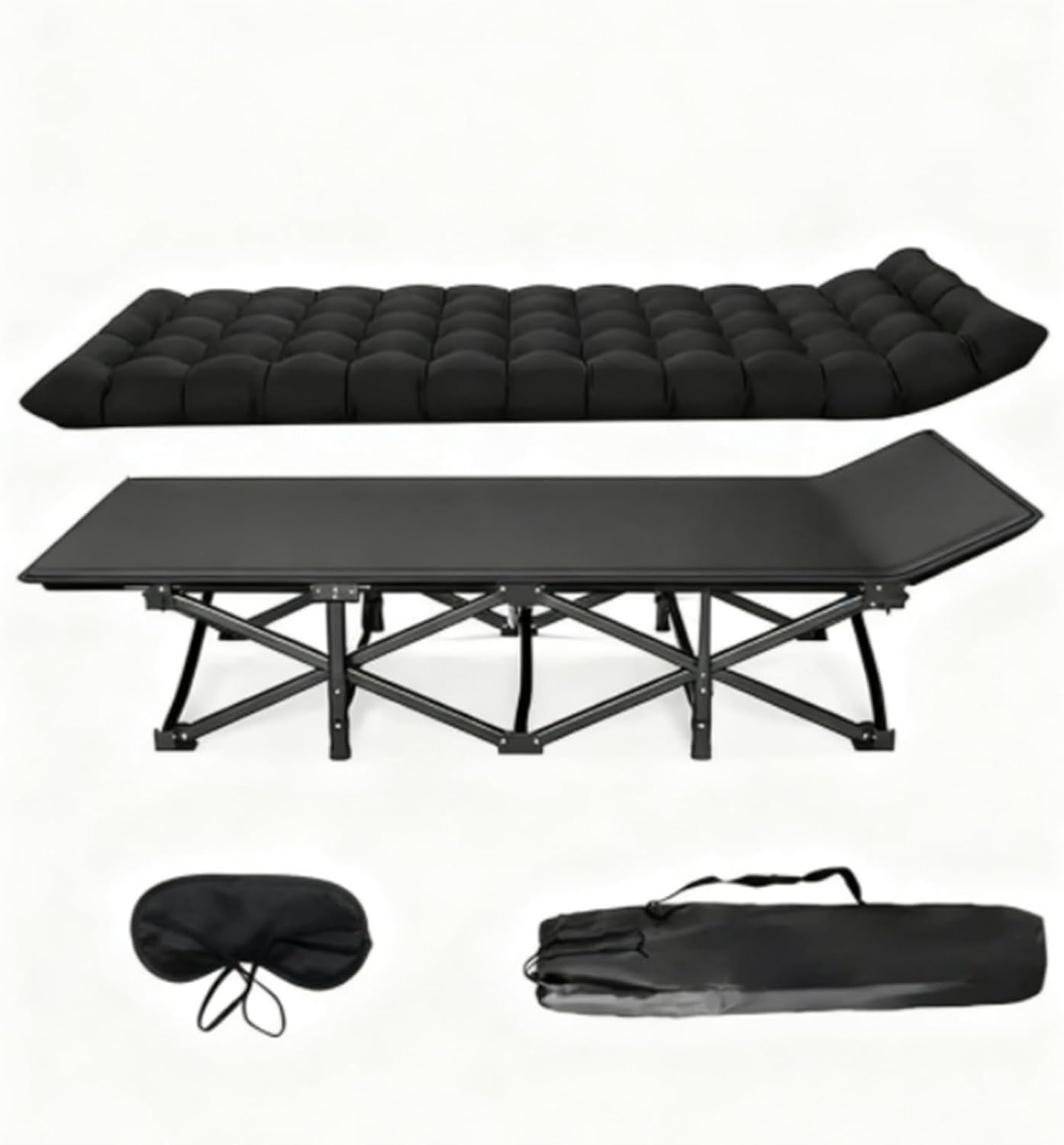 Heavy-Duty Camping Cot for Adults with Detachable Mat and Carry Bag, Foldable Portable Steel Frame, 900 Lbs Capacity, for Outdoor Camping Hiking Travel Home Use