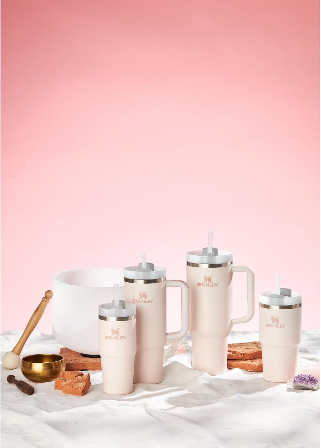 Quencher H2.0 Tumbler with Handle and Straw 40 Oz Flowstate 3-Position Lid Cup Holder Compatible for Travel Insulated Stainless Steel Cup Bpa-Free Rose Quartz 2.0