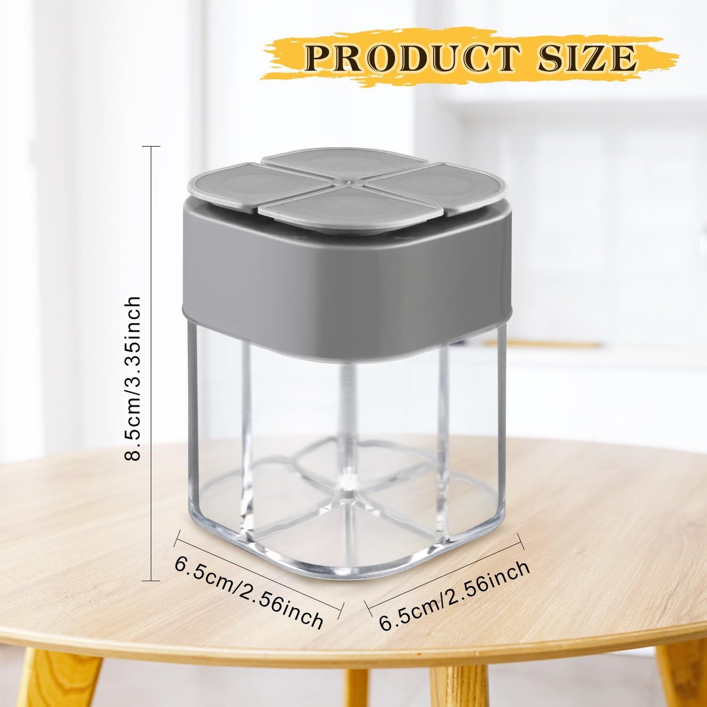 6 Pcs Plastic Salt Pepper Shaker 4 in 1 Spice Container Transparent Seasoning Shaker Dispenser Jar for Home Restaurant Kitchen Cooking Steak BBQ Camping Travel