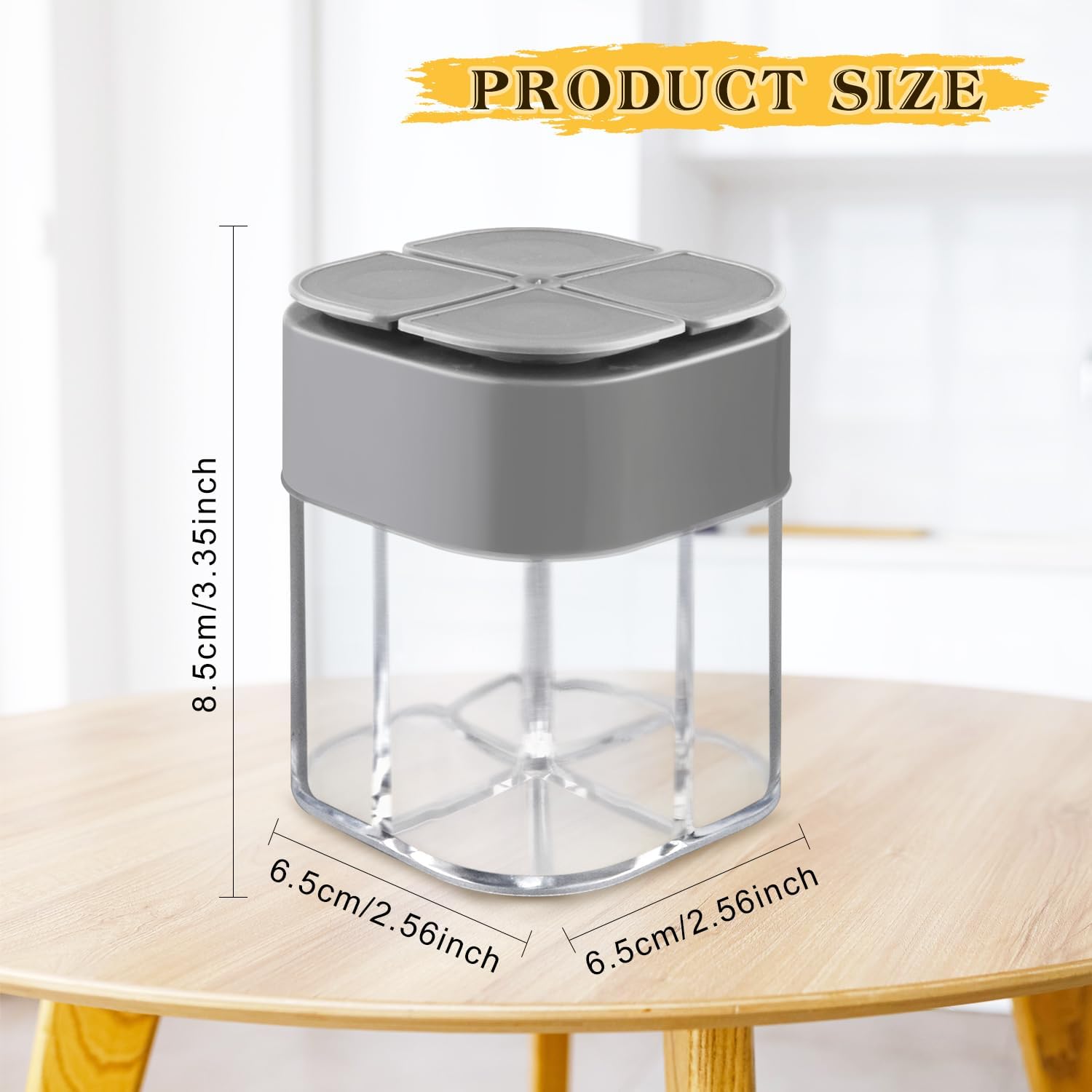 6 Pcs Plastic Salt Pepper Shaker 4 in 1 Spice Container Transparent Seasoning Shaker Dispenser Jar for Home Restaurant Kitchen Cooking Steak BBQ Camping Travel