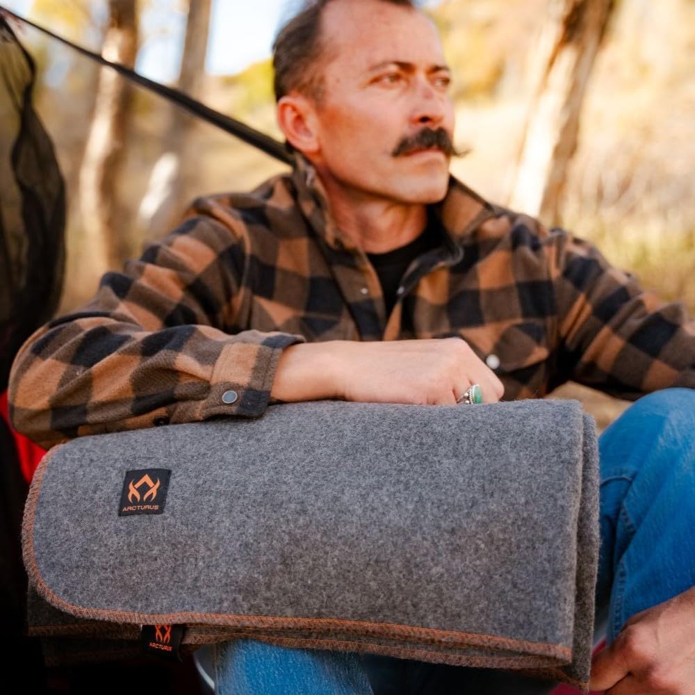 Military Wool Blanket - Warm, Thick, Washable - Great for Outdoors, Camping, Stadium Blanket, Picnics, Travel - Car & Bushcraft Survival Kits