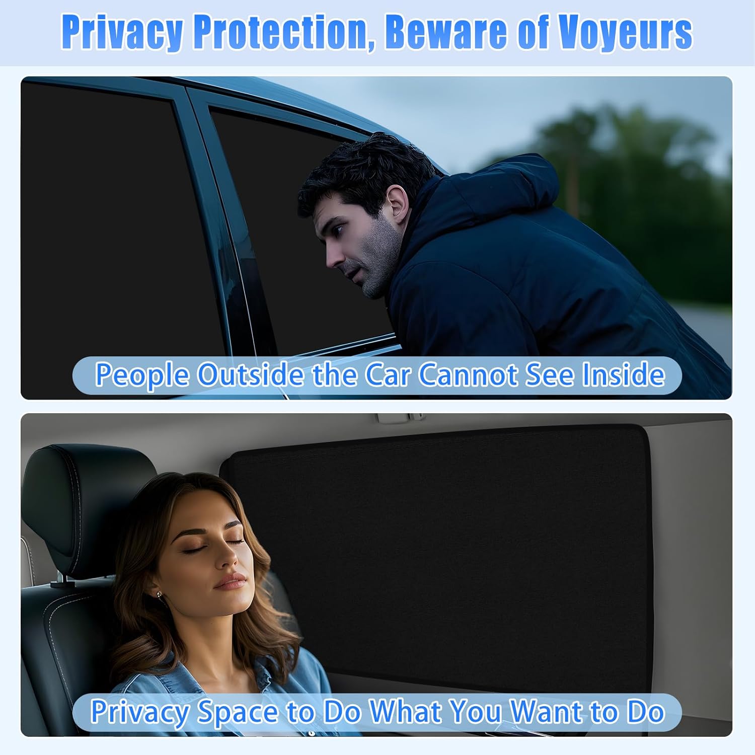 Suede Car Window Shades 4PCS - Car Window Covers for Ultimate Privacy, UV Protection, and Heat Insulation, Sun Shade Perfect for Camping, Travel, Baby Safety, and Daily Use