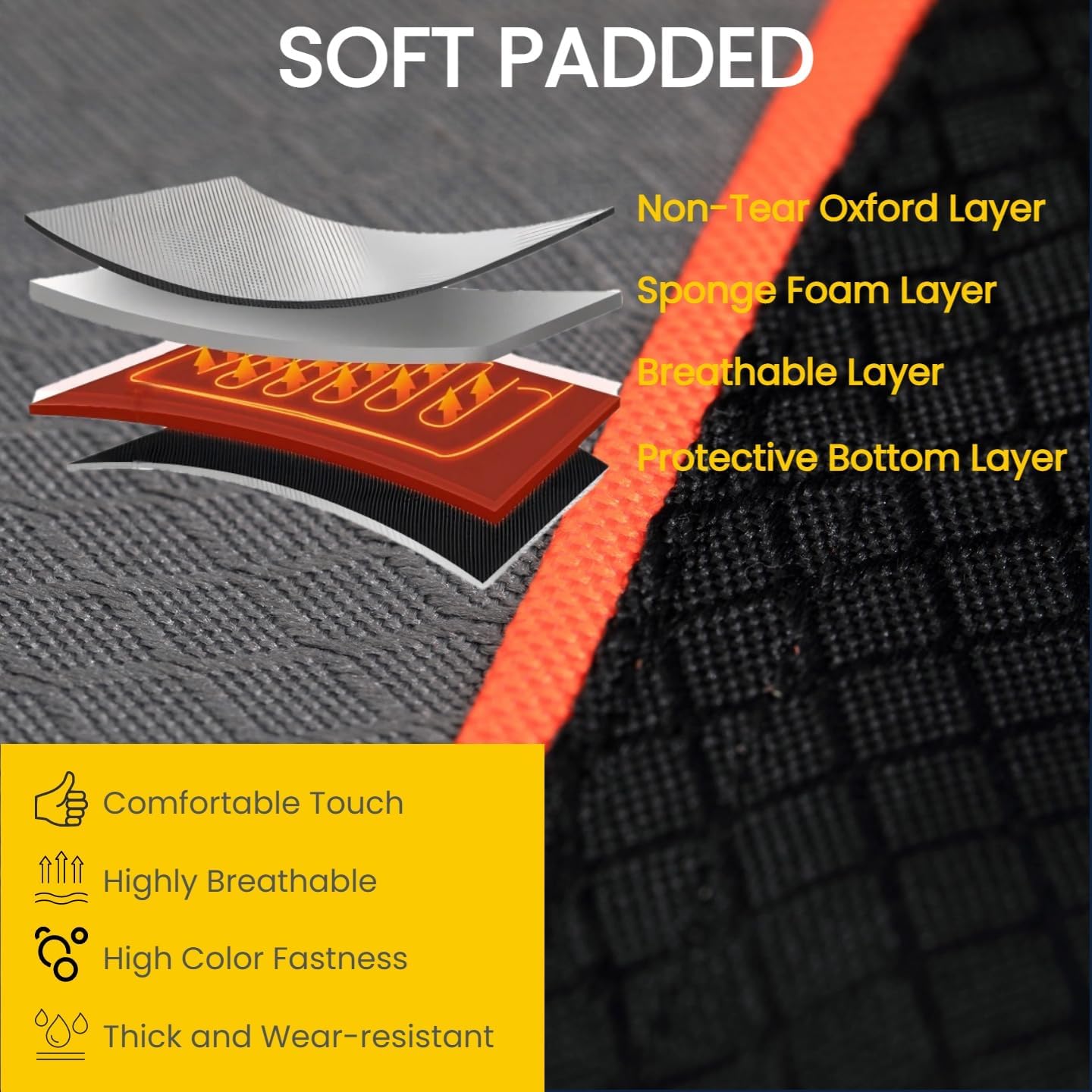 Oversized Fully Padded Camping Chair for Heavy People with Lumbar Support, Heavy Duty Quad Fold Chair with Cooler Bag, Support 450 LBS, Black