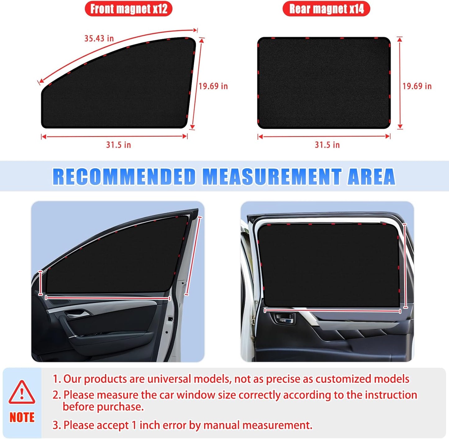 Suede Car Window Shades 4PCS - Car Window Covers for Ultimate Privacy, UV Protection, and Heat Insulation, Sun Shade Perfect for Camping, Travel, Baby Safety, and Daily Use