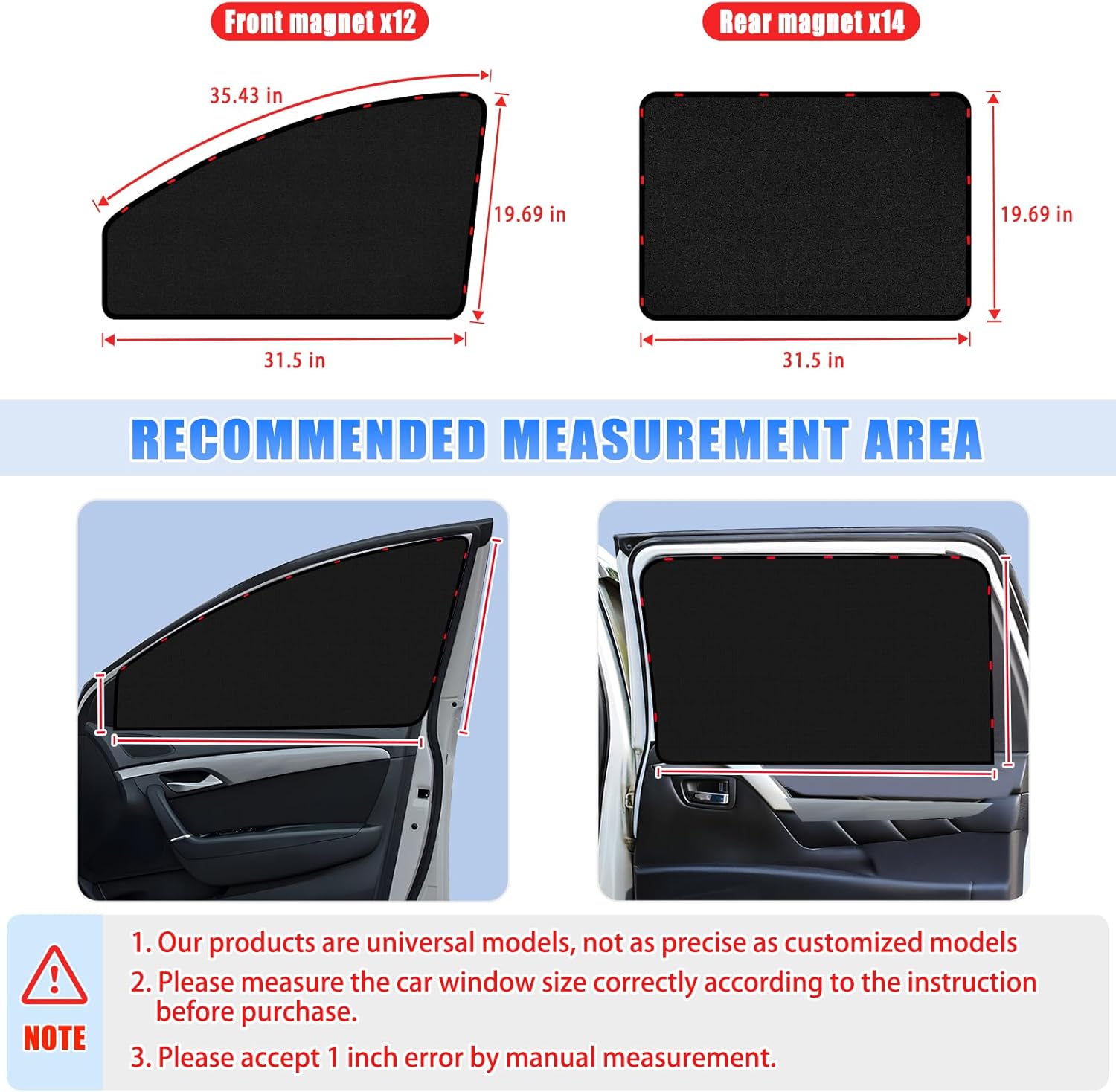 Suede Car Window Shades 4PCS - Car Window Covers for Ultimate Privacy, UV Protection, and Heat Insulation, Sun Shade Perfect for Camping, Travel, Baby Safety, and Daily Use