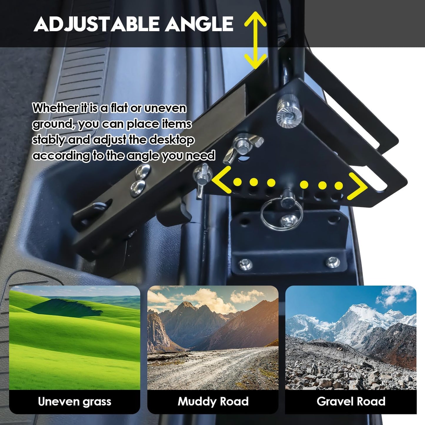 Adjustable Car Camping Table Base, Suitable for SUV & Camping Car Tailgate, Car Camping Essentials, Portable,Can Be Installed with Iron Table, Wooden Table, Easy and Quick Installation (No Tabletop)