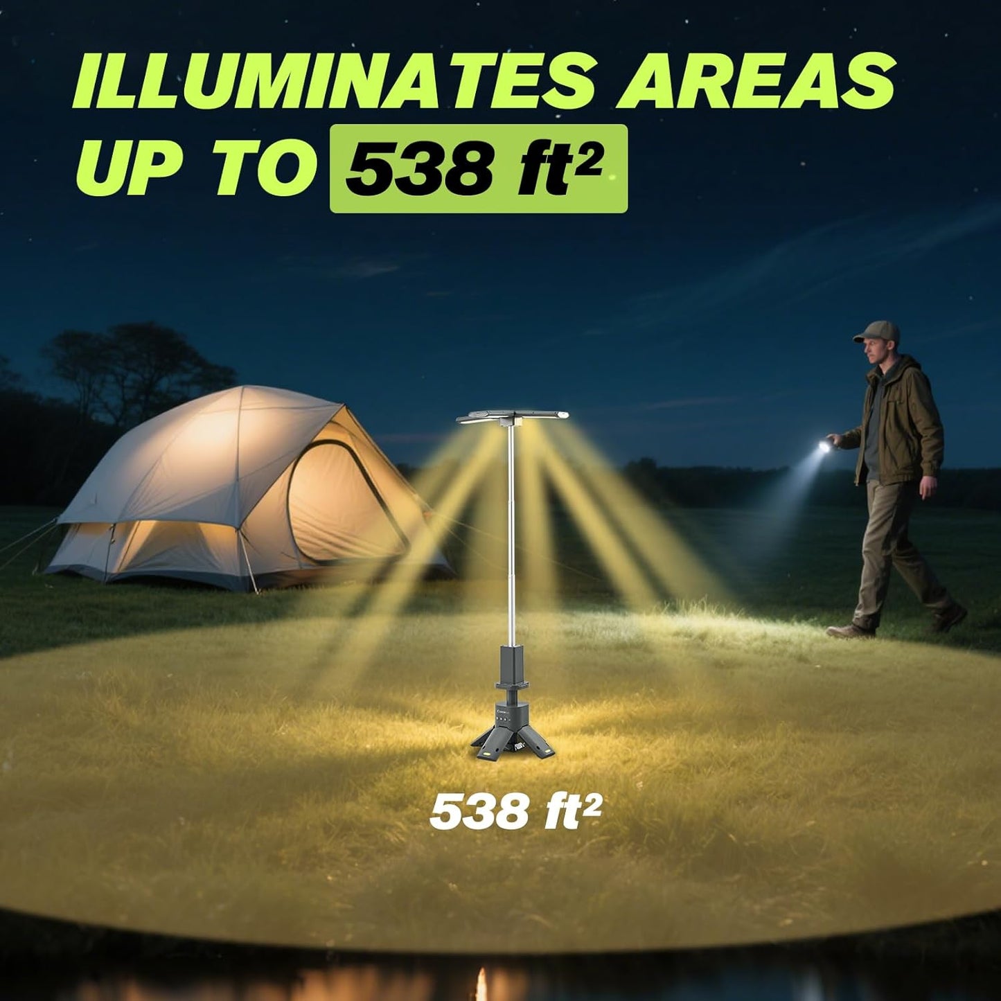 Portable Camping Light, 14000Mah Telescopic Camping Lantern with Rechargeable Power Supply, Dimmable Magnetic Tent Lamps 6000 Lumen Outdoor Work Lights for Hiking,Camping,Home Emergency