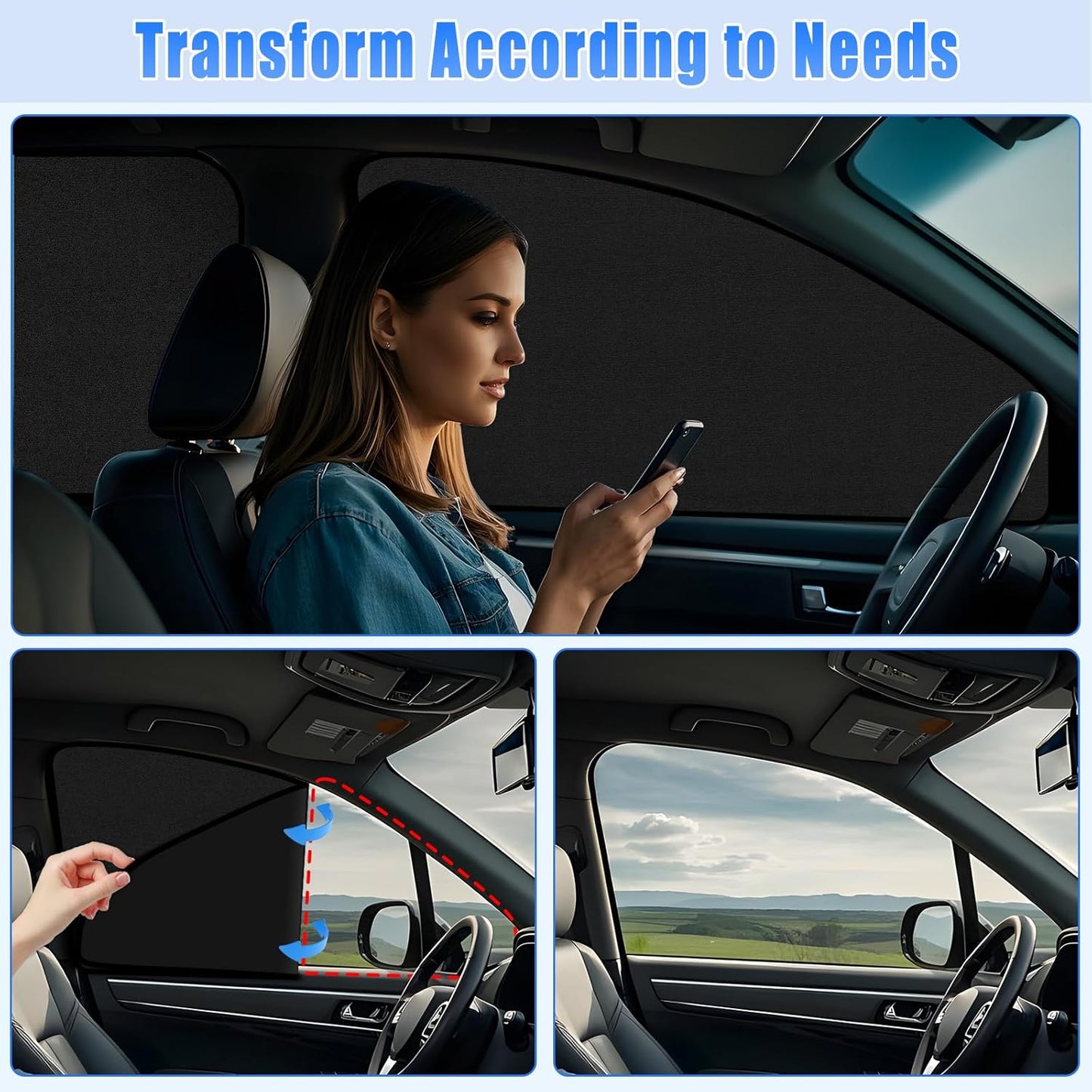 Suede Car Window Shades 4PCS - Car Window Covers for Ultimate Privacy, UV Protection, and Heat Insulation, Sun Shade Perfect for Camping, Travel, Baby Safety, and Daily Use