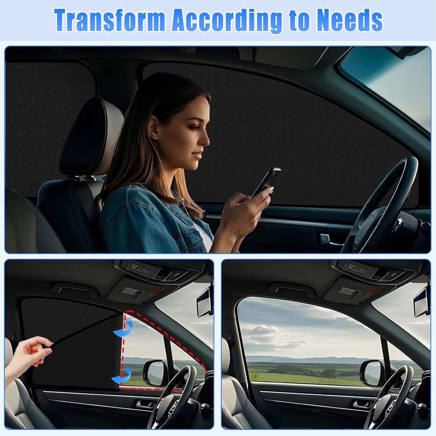 Suede Car Window Shades 4PCS - Car Window Covers for Ultimate Privacy, UV Protection, and Heat Insulation, Sun Shade Perfect for Camping, Travel, Baby Safety, and Daily Use