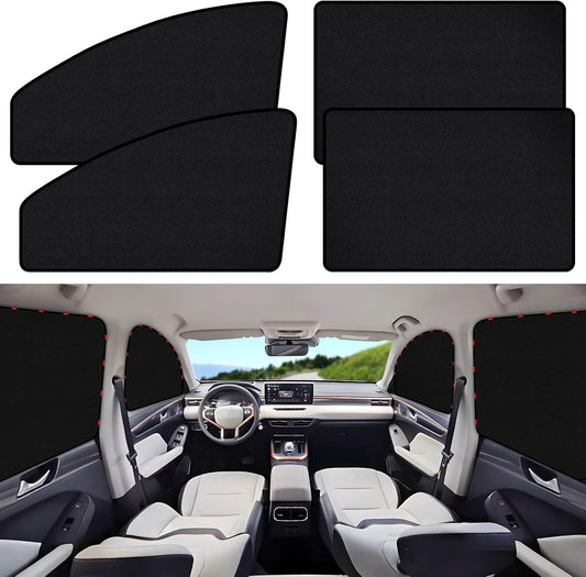 Suede Car Window Shades 4PCS - Car Window Covers for Ultimate Privacy, UV Protection, and Heat Insulation, Sun Shade Perfect for Camping, Travel, Baby Safety, and Daily Use