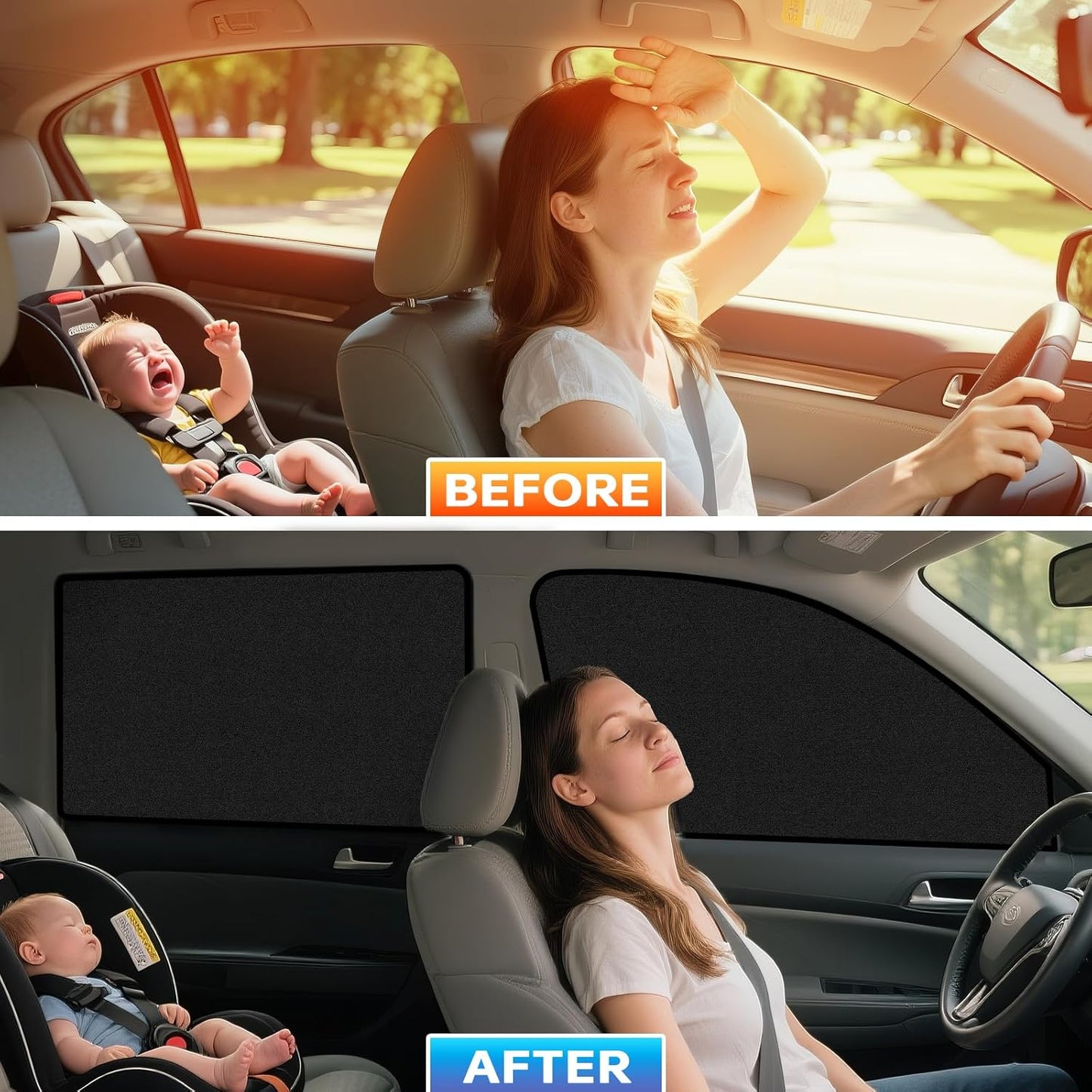 Suede Car Window Shades 4PCS - Car Window Covers for Ultimate Privacy, UV Protection, and Heat Insulation, Sun Shade Perfect for Camping, Travel, Baby Safety, and Daily Use