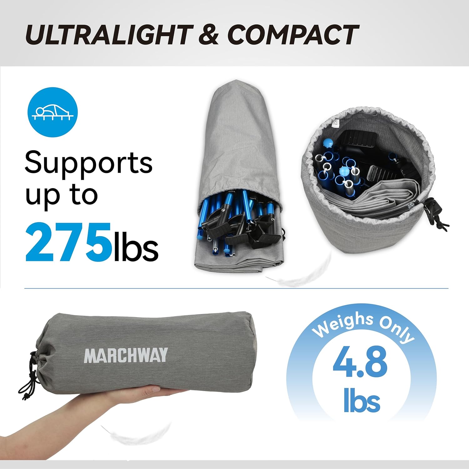 Ultralight Folding Tent Camping Cot Bed, Portable Compact for Outdoor Travel, Base Camp, Hiking, Mountaineering, Lightweight Backpacking (Grey)