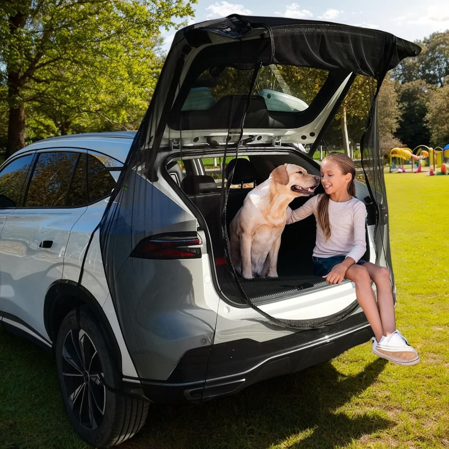 Car Camping Tailgate Mesh Screen for SUV, Mini Van, Great for Ventilation and Mosquito Prevention Car Camping Accessories