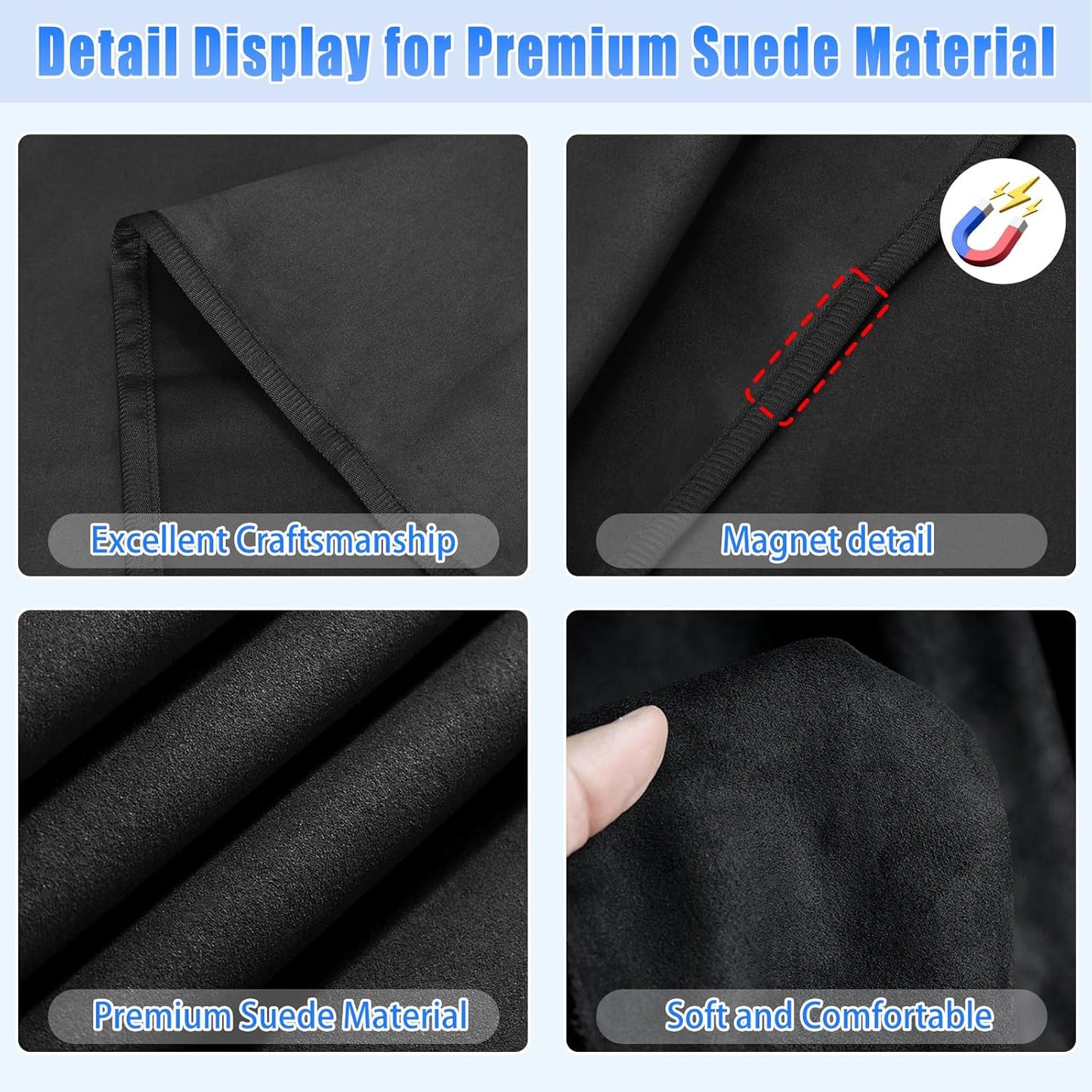 Suede Car Window Shades 4PCS - Car Window Covers for Ultimate Privacy, UV Protection, and Heat Insulation, Sun Shade Perfect for Camping, Travel, Baby Safety, and Daily Use