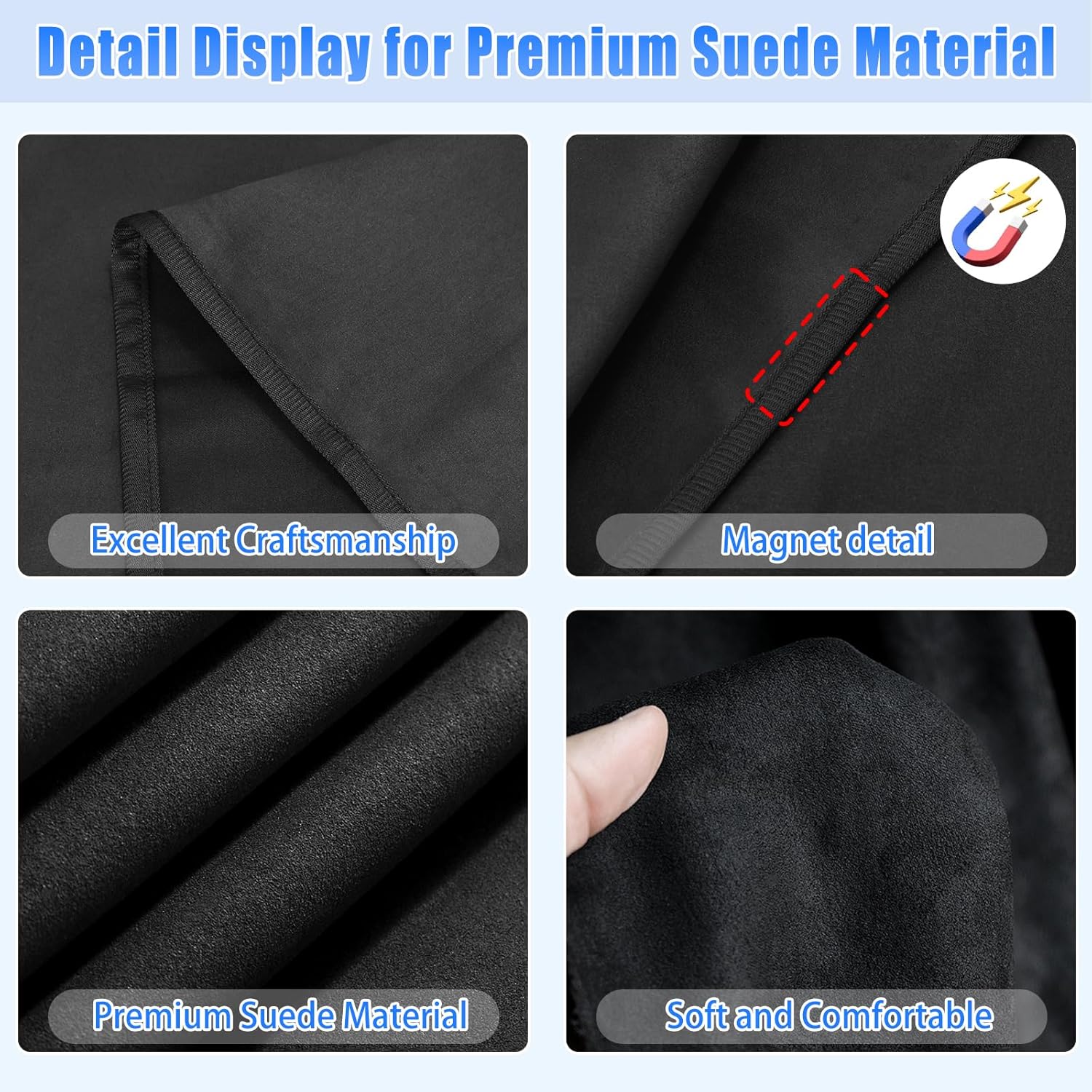 Suede Car Window Shades 4PCS - Car Window Covers for Ultimate Privacy, UV Protection, and Heat Insulation, Sun Shade Perfect for Camping, Travel, Baby Safety, and Daily Use