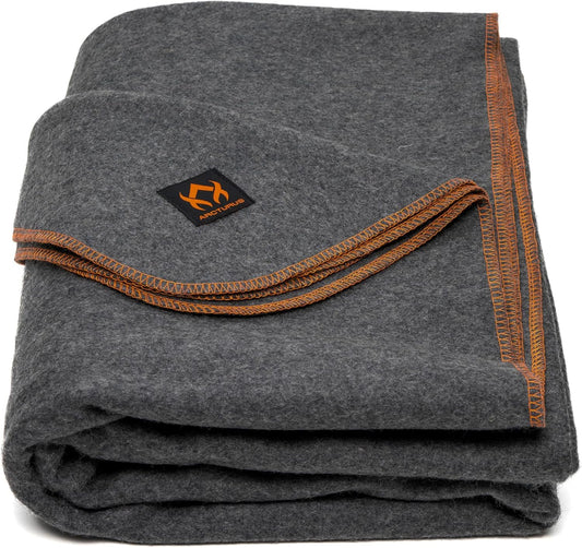 Military Wool Blanket - Warm, Thick, Washable - Great for Outdoors, Camping, Stadium Blanket, Picnics, Travel - Car & Bushcraft Survival Kits
