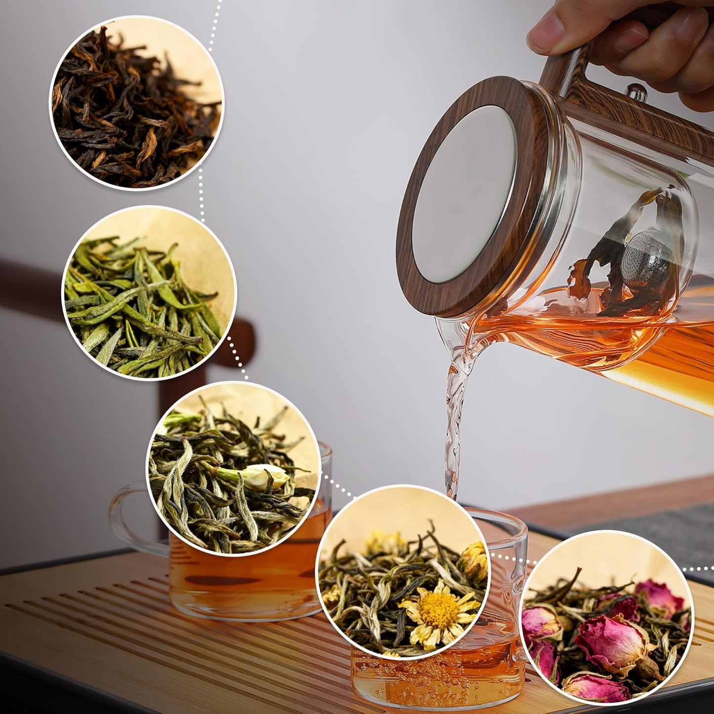 Enchant Tea Pot, Magic Witchcraft Enchanted Glass Teapot with Strainer -800ML