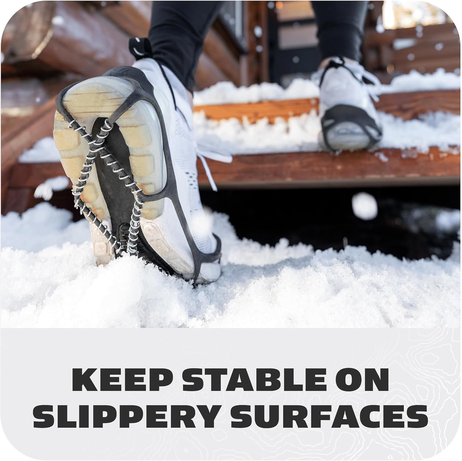 Walk Traction Cleats - 360-Degree Grip on Snow, Ice, & Multi-Terrain Surfaces - Elastic Outer Band W/ Easy-On/Off Heel Tab & 1.2Mm Zinc-Coated Steel Coils - Abrasion & Rust Resistant - Unisex