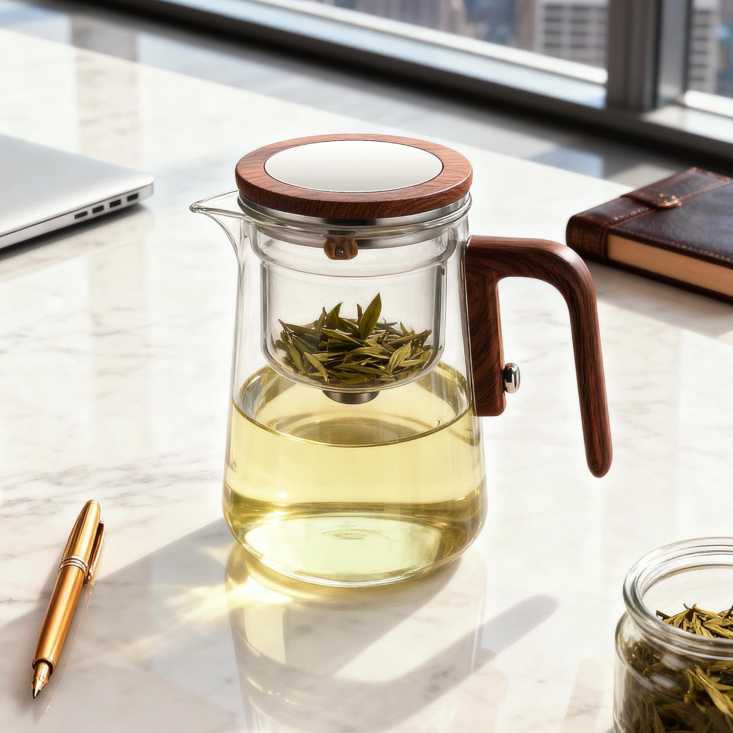 Enchant Tea Pot, Magic Witchcraft Enchanted Glass Teapot with Strainer -800ML