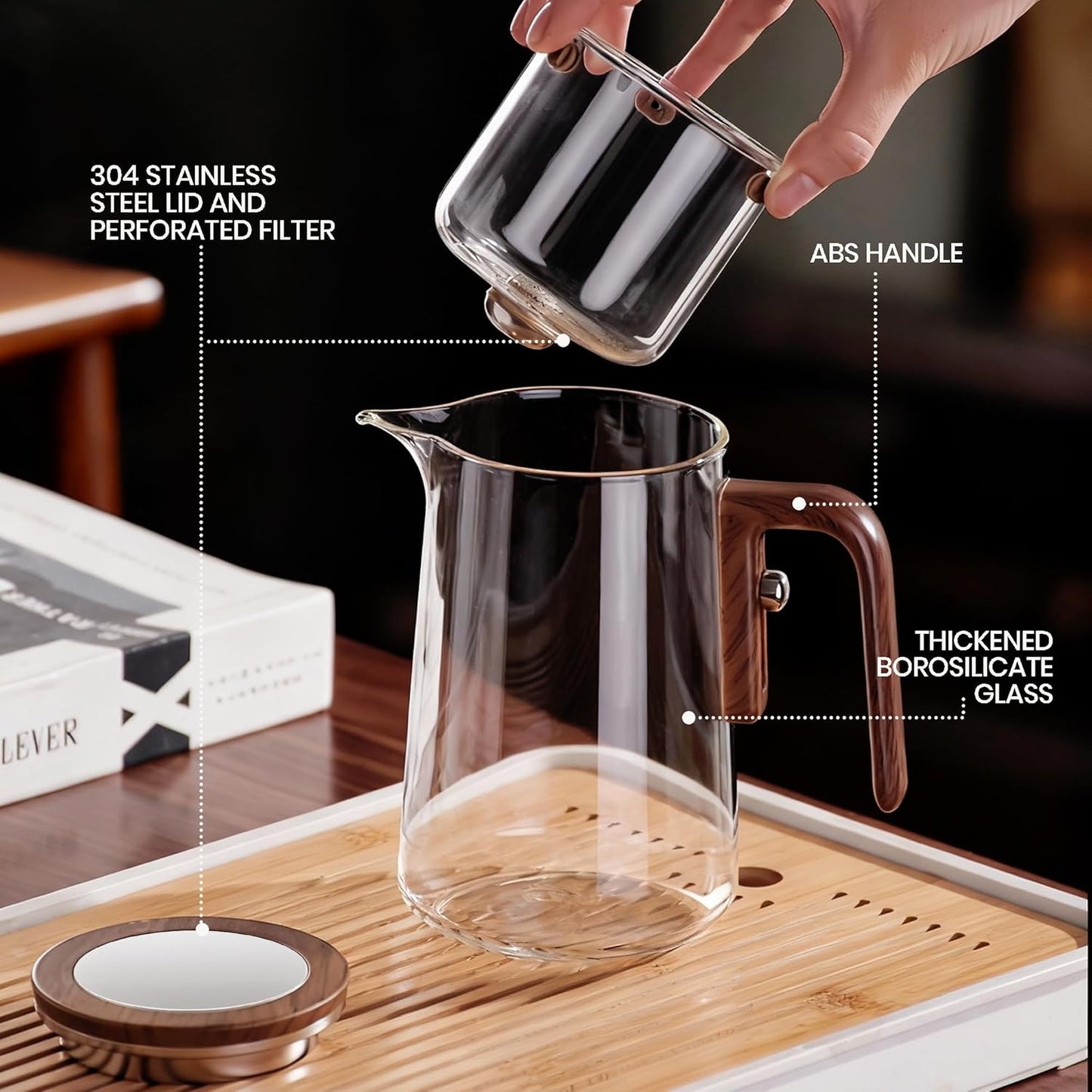 Enchant Tea Pot, Magic Witchcraft Enchanted Glass Teapot with Strainer -800ML