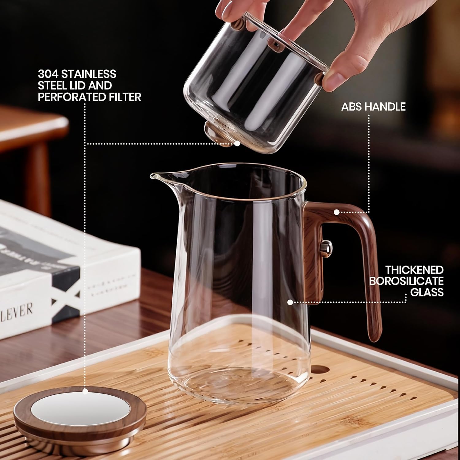 Enchant Tea Pot, Magic Witchcraft Enchanted Glass Teapot with Strainer -800ML