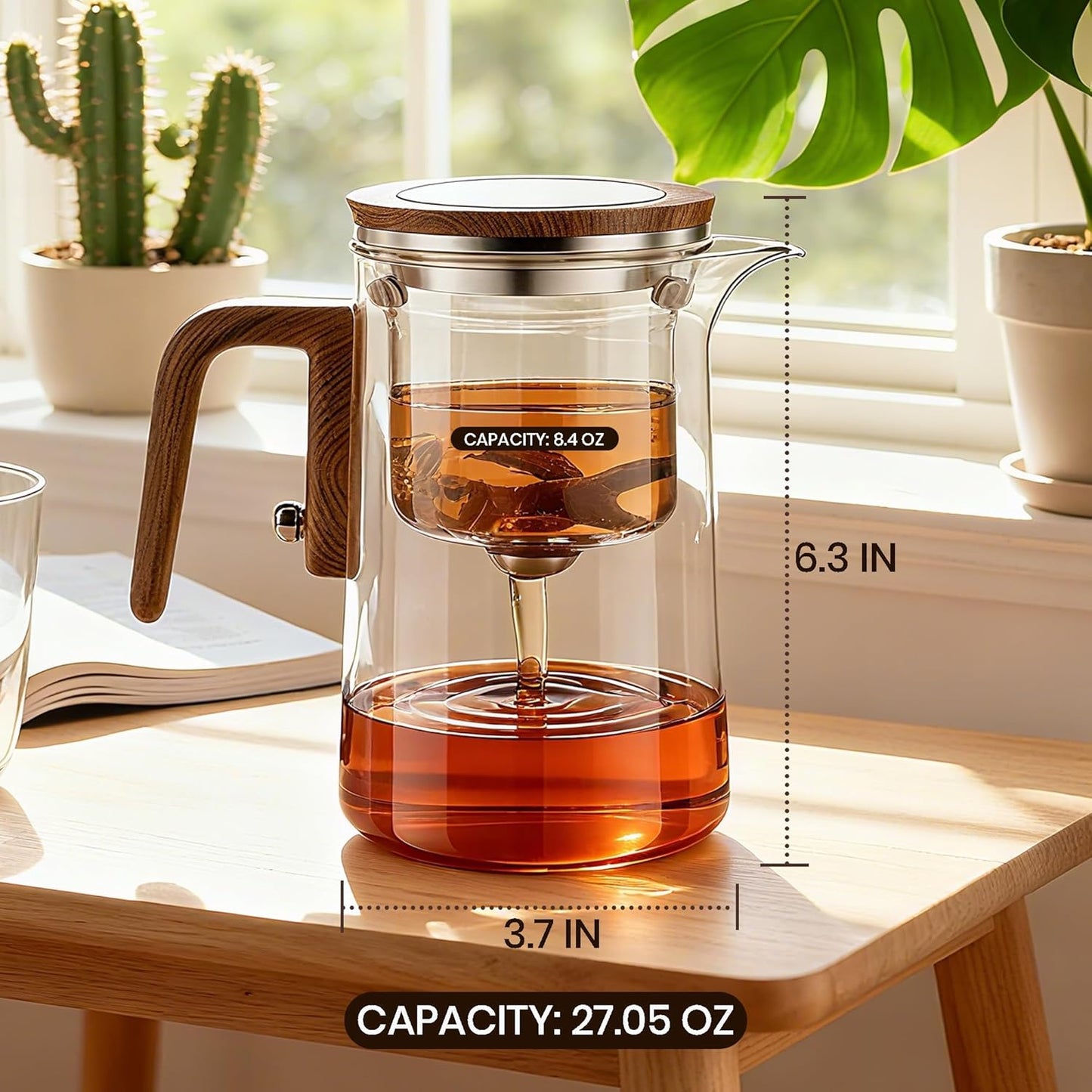 Enchant Tea Pot, Magic Witchcraft Enchanted Glass Teapot with Strainer -800ML