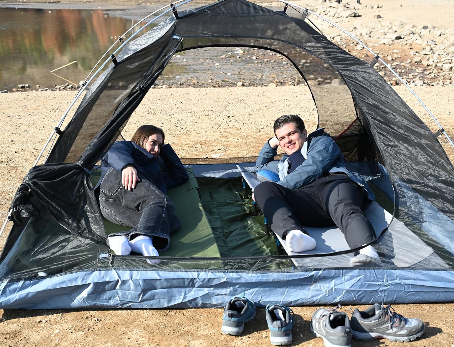 Ultralight Folding Tent Camping Cot Bed, Portable Compact for Outdoor Travel, Base Camp, Hiking, Mountaineering, Lightweight Backpacking (Grey)