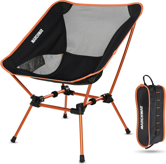 Ultralight Folding Camping Chair, Heavy Duty Portable Compact for Outdoor Camp, Travel, Beach, Picnic, Festival, Hiking, Lightweight Backpacking (Orange)