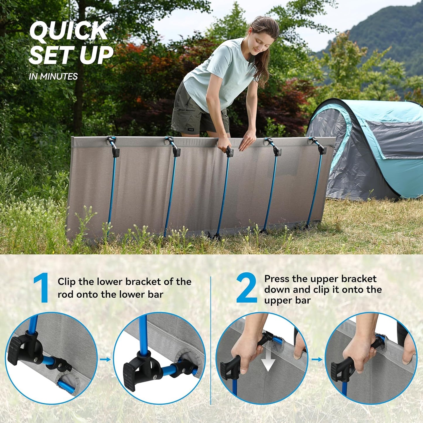 Ultralight Folding Tent Camping Cot Bed, Portable Compact for Outdoor Travel, Base Camp, Hiking, Mountaineering, Lightweight Backpacking (Grey)