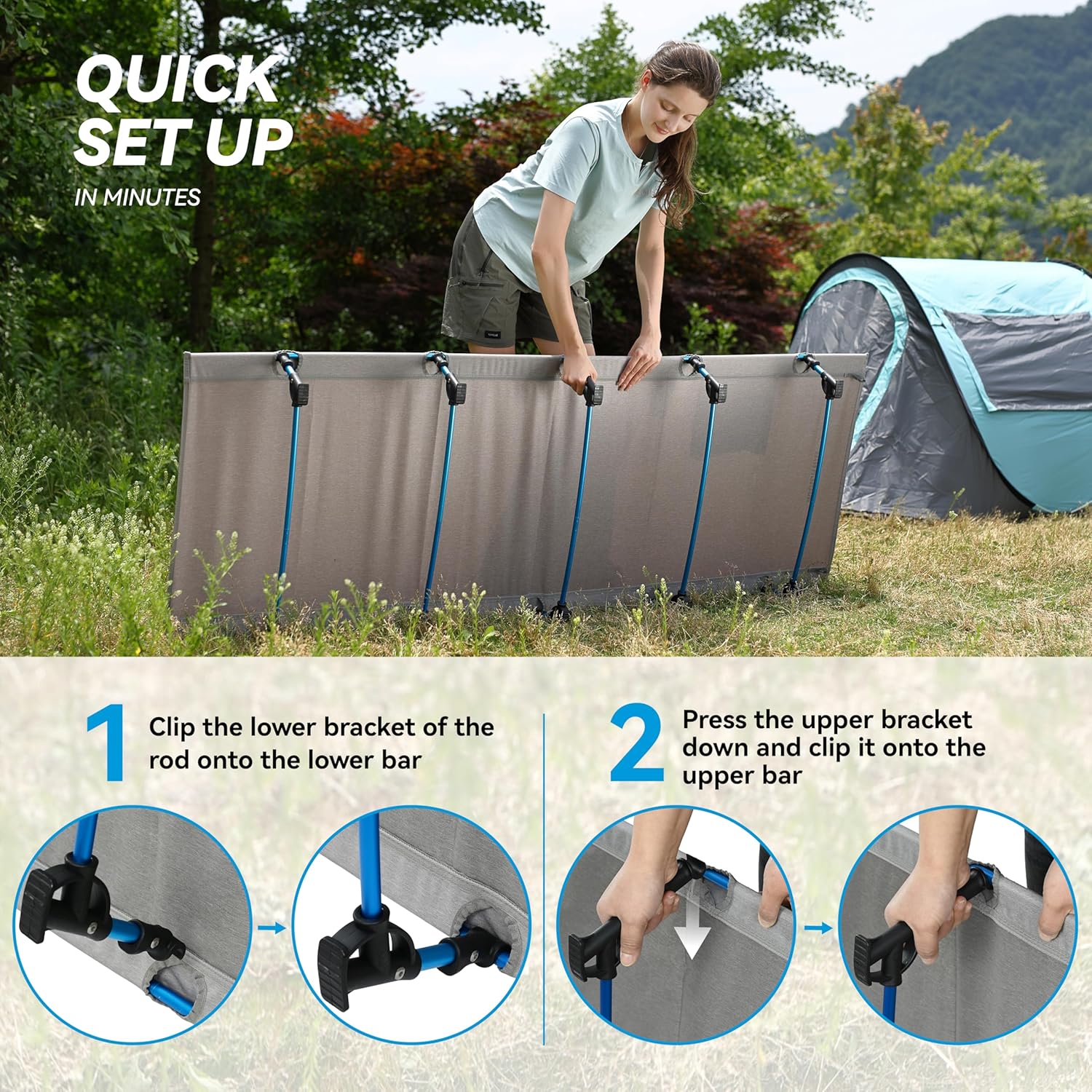 Ultralight Folding Tent Camping Cot Bed, Portable Compact for Outdoor Travel, Base Camp, Hiking, Mountaineering, Lightweight Backpacking (Grey)