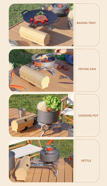 TARKA Camping Cassette Stove Outdoor Folding Gas Burner 2600w Fire Furnace Kitchen Cookware Suitable For Toursit Hiking Picnic