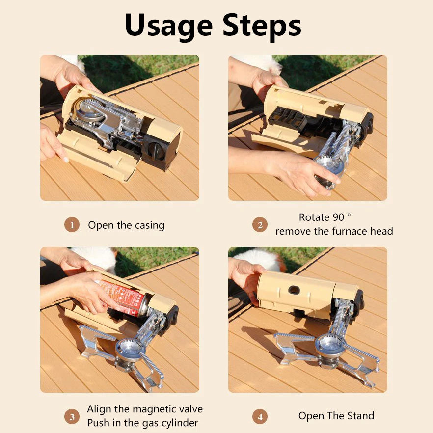 TARKA Camping Cassette Stove Outdoor Folding Gas Burner 2600w Fire Furnace Kitchen Cookware Suitable For Toursit Hiking Picnic