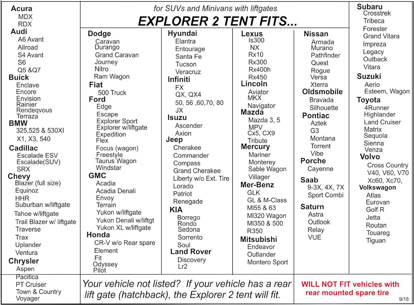 DAC Explorer 2 SUV & Minivan Tent – Universal Fit Vehicle Camping Tent for Suvs, Minivans & Wagons (Fits Honda CR-V, Toyota Highlander, Subaru Outback, Ford Explorer ) Easy Setup, Weatherproof