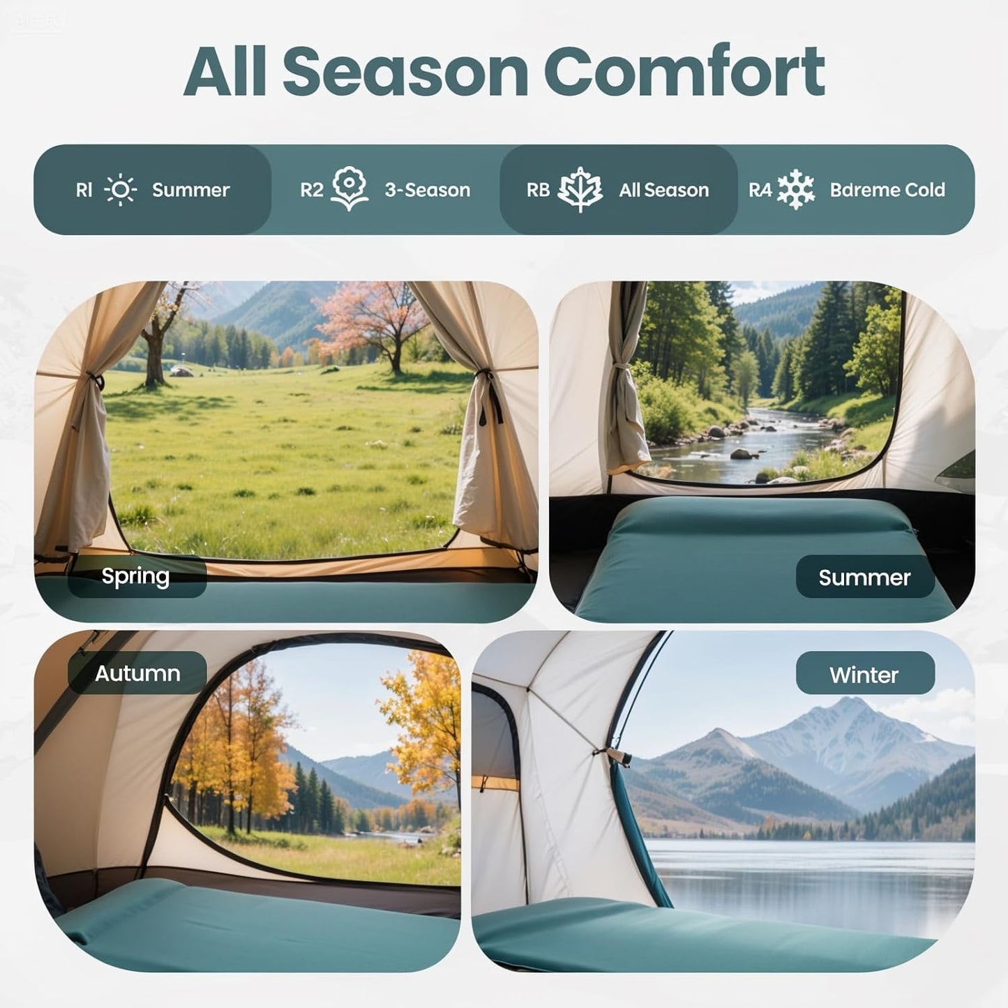 Sleeping Pad for Camping, 3.15" Thick Self Inflating Sleeping Camping Pad with Pillow&Electric Pump,Memory Foam Camping Mattress Pad, 4-Season Camp Sleeping Mat for Travel,Car,Tent,Home-Green