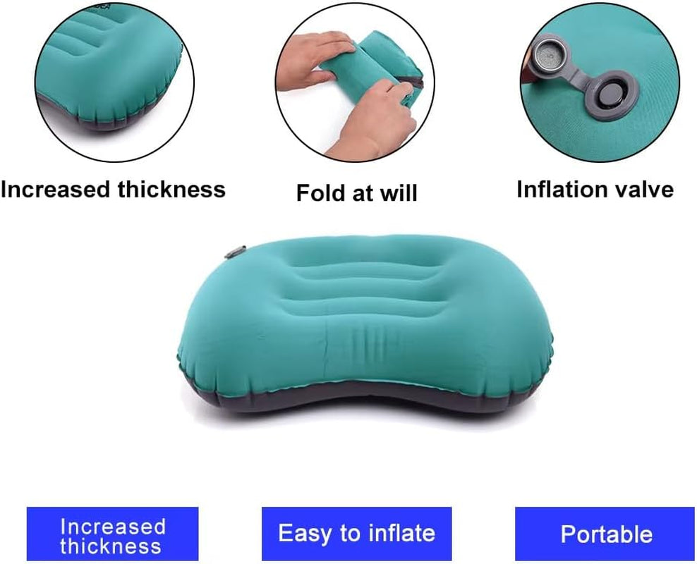 Portable Inflatable Pillow Ultralight Camping Travel Outdoor Protective Sleeping Gear(Black)