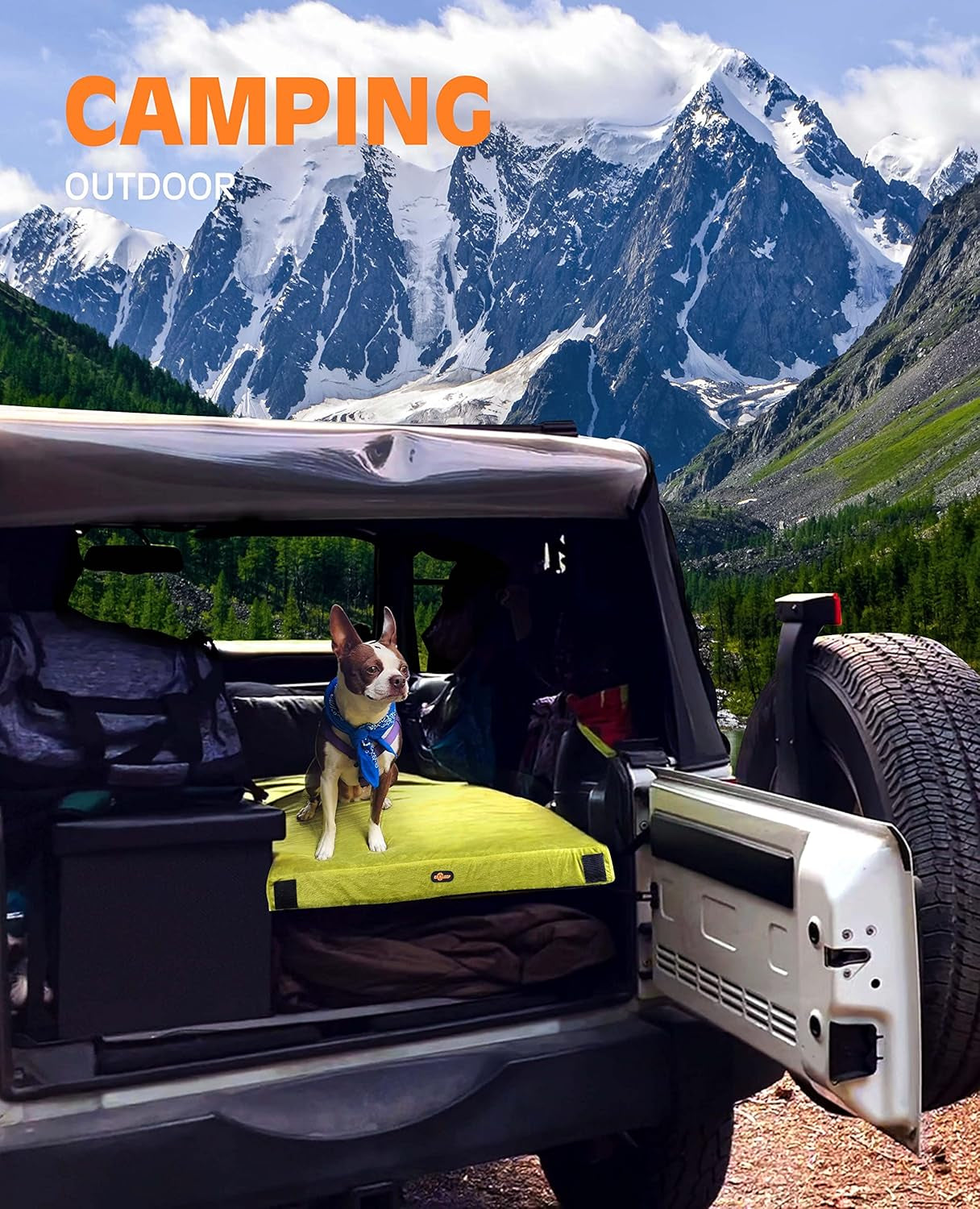 3 Inch Memory Foam Camping Mattress, Dual Layer Thick Sleeping Camp Pad for Car Tent Cot, Roll-Up Portable Glamping Floor Bed for Guests Sleepover