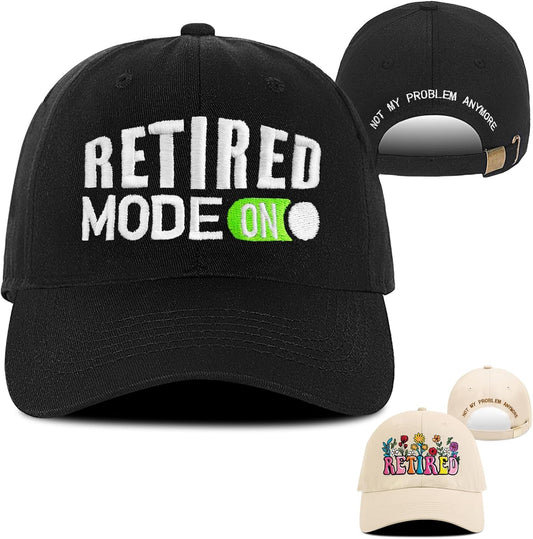 Embroidered Retired Hat, Retirement Gifts, Adjustable Cotton Breathable Colorful Baseball Cap